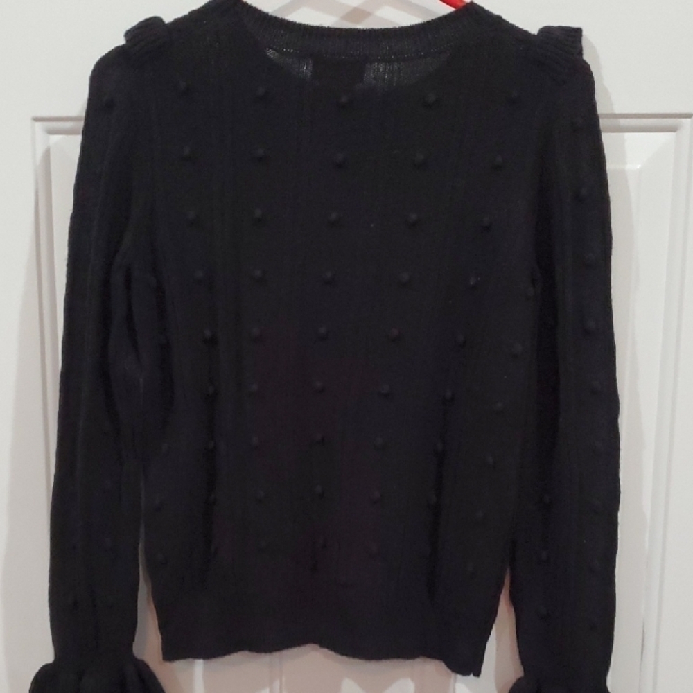 Kate Spade NY POPPY Black Sweater with Red Floral Embroidery - Picture 9 of 12